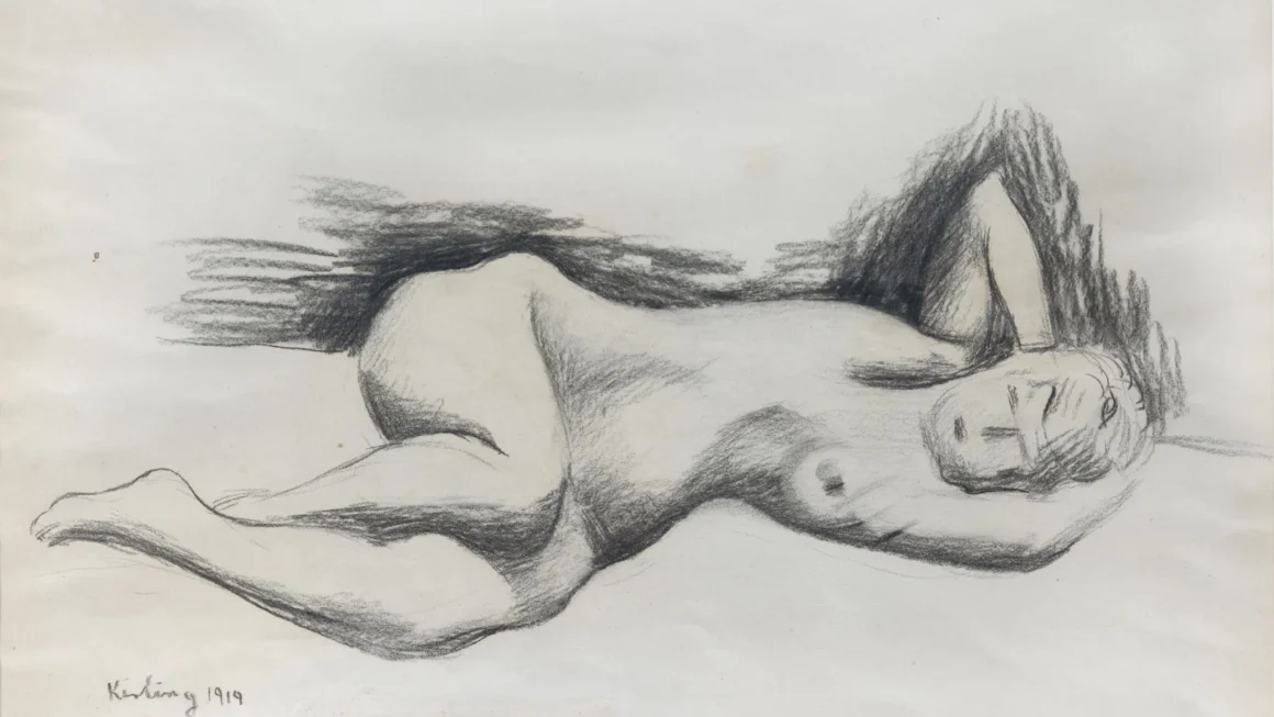 Moise Kisling, Reclining Nude, węgiel na papierze, 1919