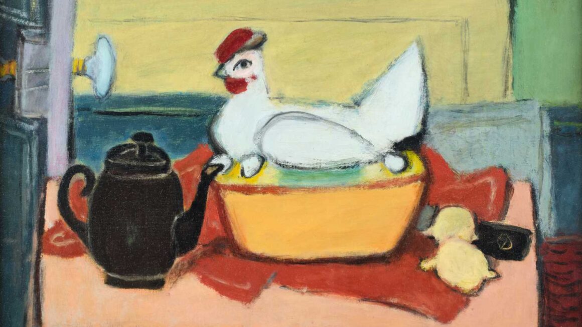 Henryk Hayden, Nature Morte à la Poule, martwa natura z kurą, olej na płótnie, 1950