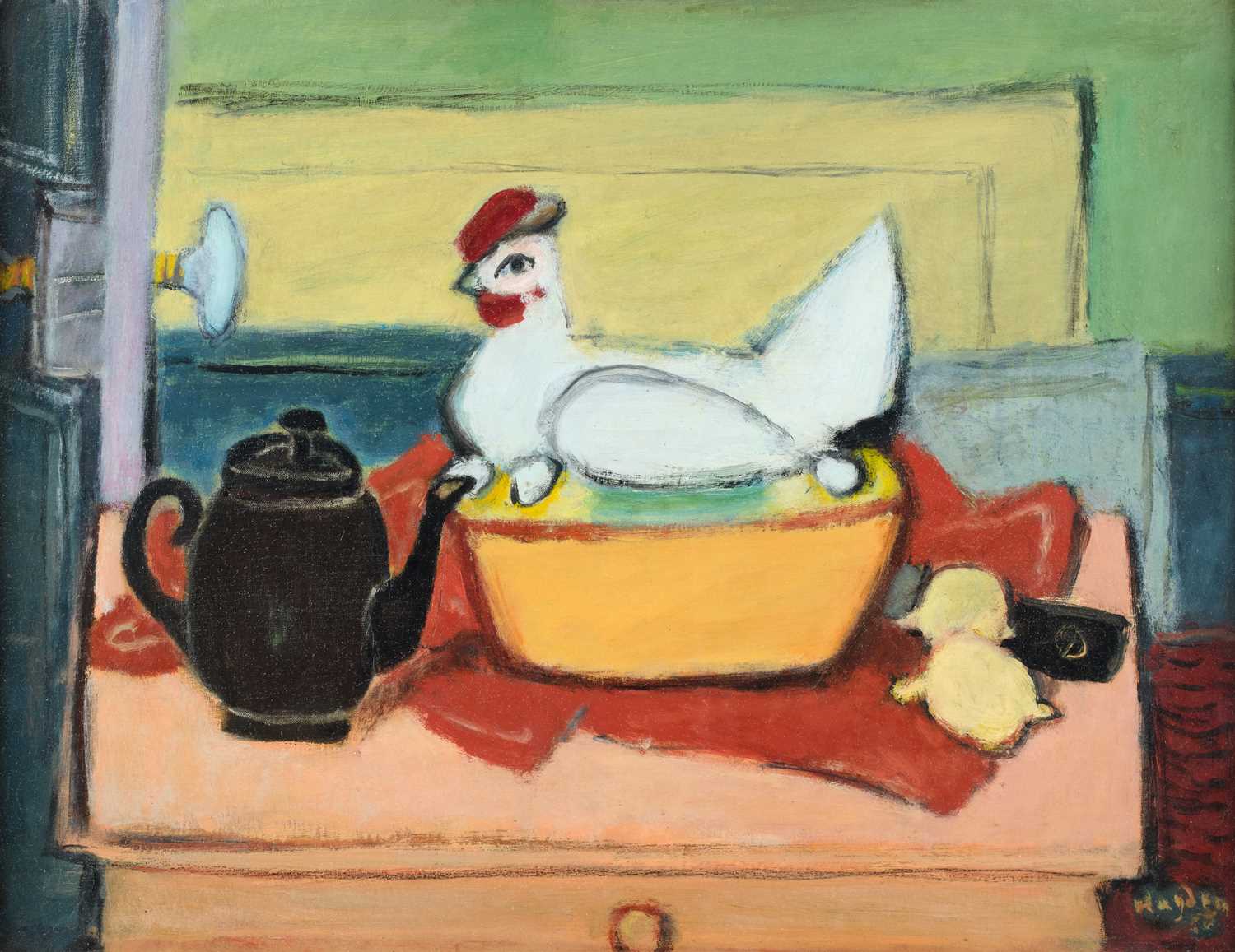 Henryk Hayden, Nature Morte à la Poule, martwa natura z kurą, olej na płótnie, 1950