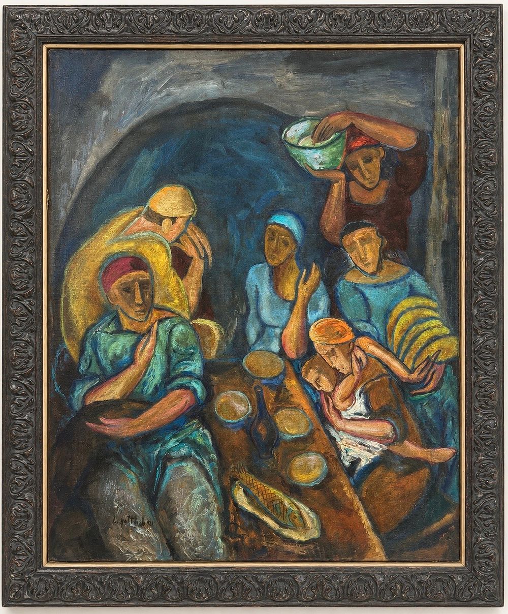 Leopold Gottlieb, Figures at a Table (Postacie przy stole), olej na płótnie, 1921