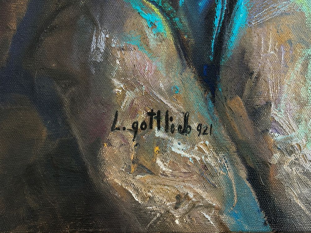 Sygnatura L. gottlieb 921 na obrazie Leopolda Gottlieba Figures at a Table
