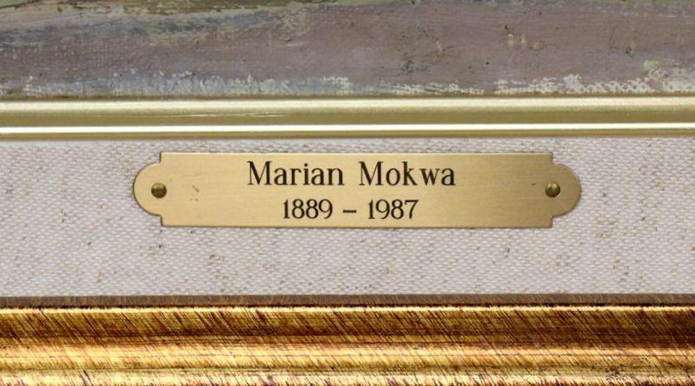 Mosiężna tabliczka na ramie: Marian Mokwa 1889–1987