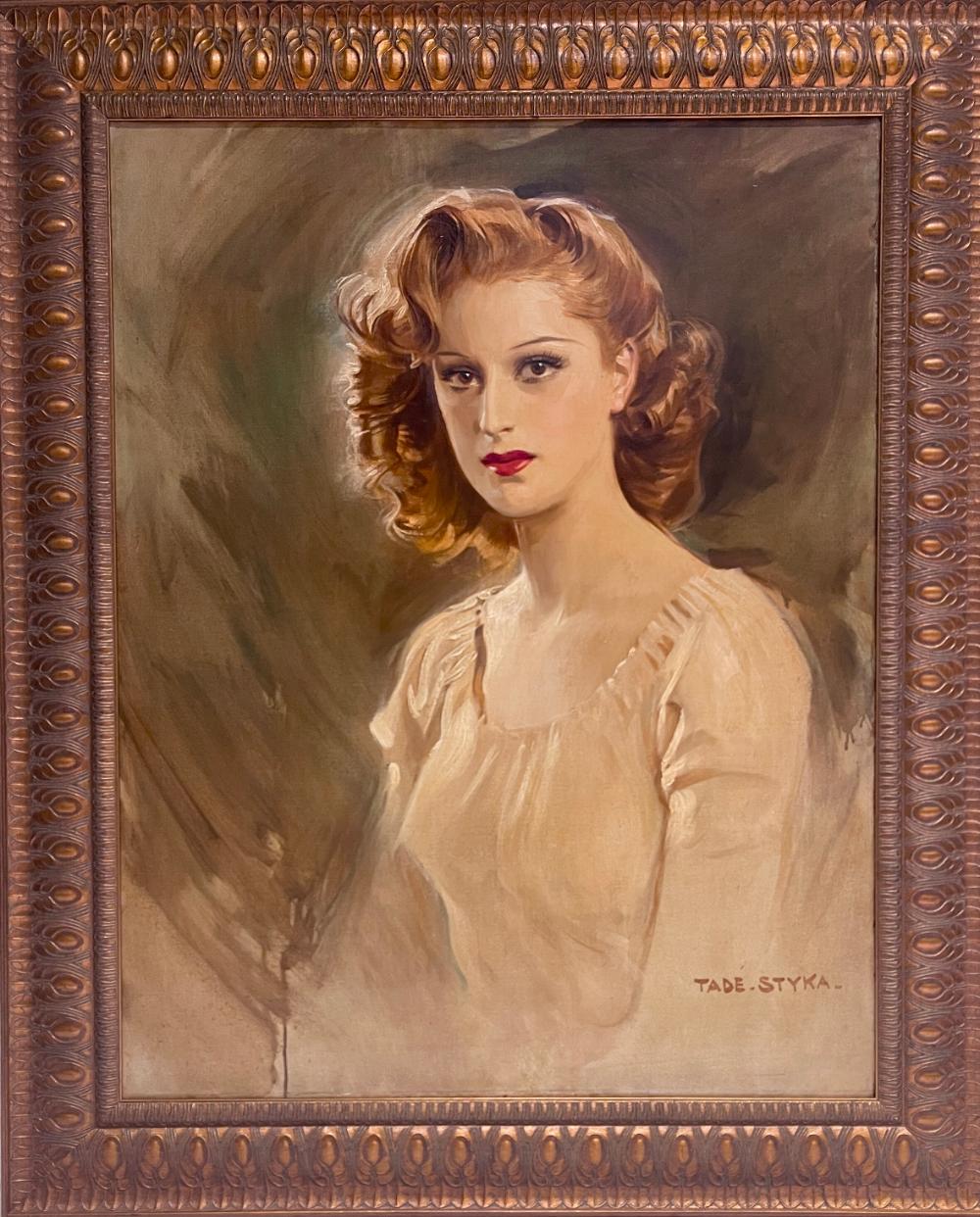 Tade Styka, Portrait of a Woman w złoconej ramie