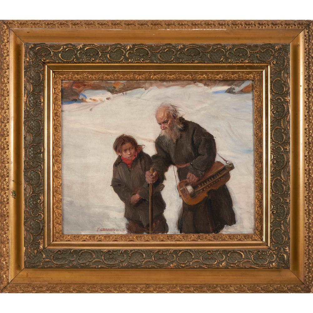 Teodor Axentowicz, Joueur de lyre w złoconej rzeźbionej ramie