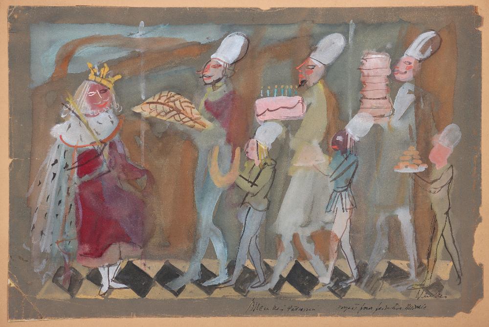Zygmunt Menkes, Patiserie, projekt malowidła ściennego, tusz i gwasz na papierze, 1939