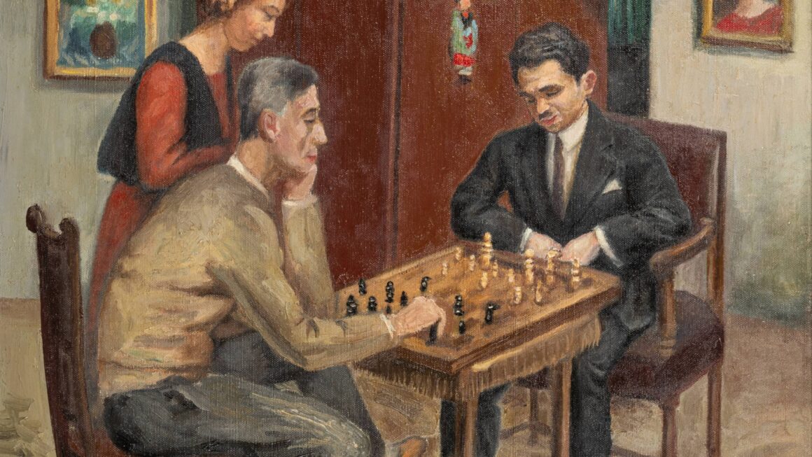 Abraham Weinbaum, La partie d’échecs (Partia szachów), olej na płótnie, 1931
