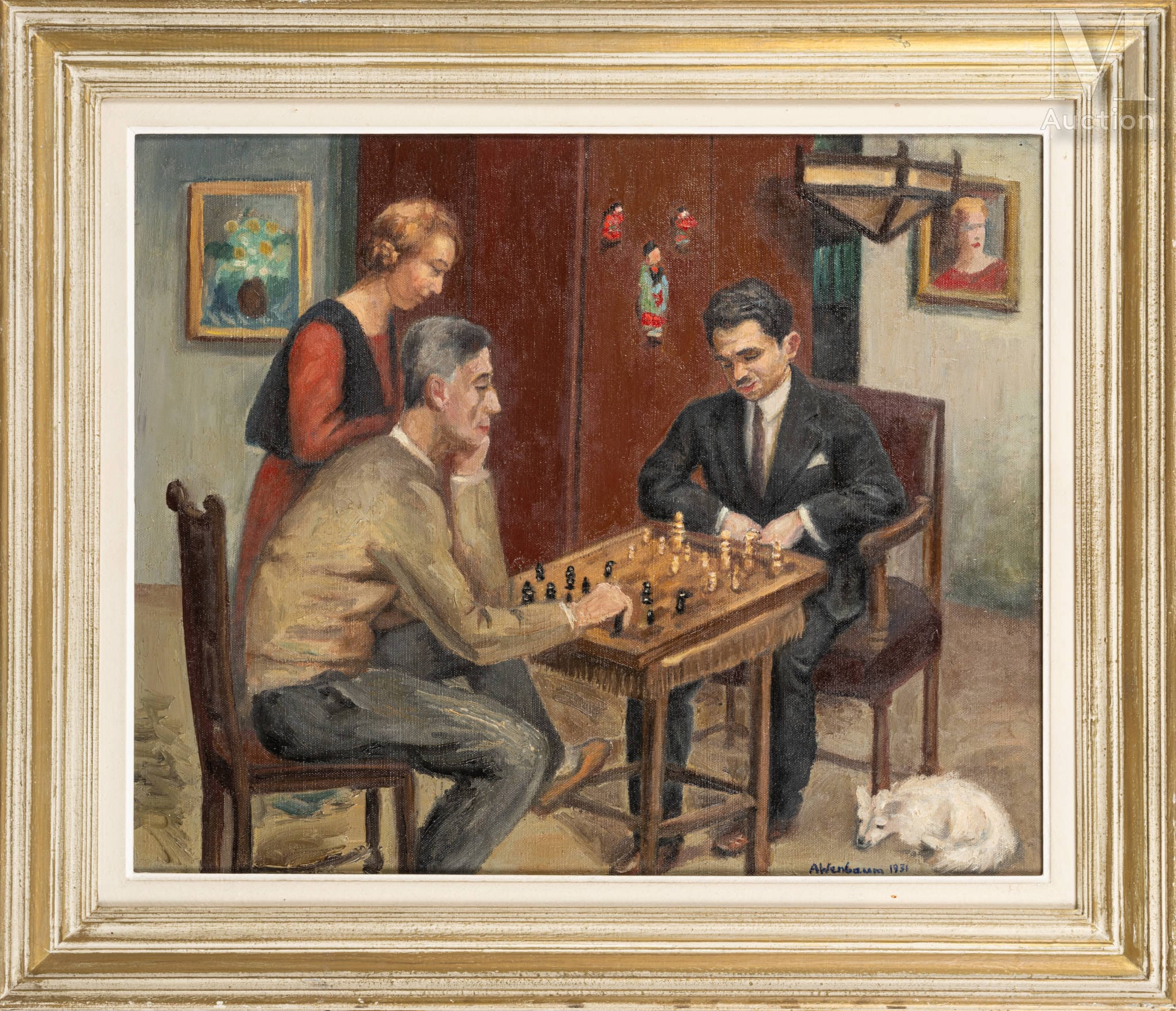 Abraham Weinbaum, Partia szachów w jasnej, częściowo złoconej ramie