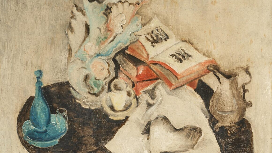 Alicja Halicka, Nature morte au livre (Martwa natura z książką), olej na płótnie