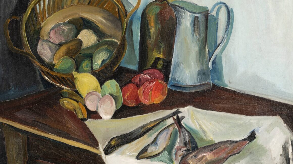 Henryk Epstein, Nature morte aux poissons (Martwa natura z rybami), olej na płótnie