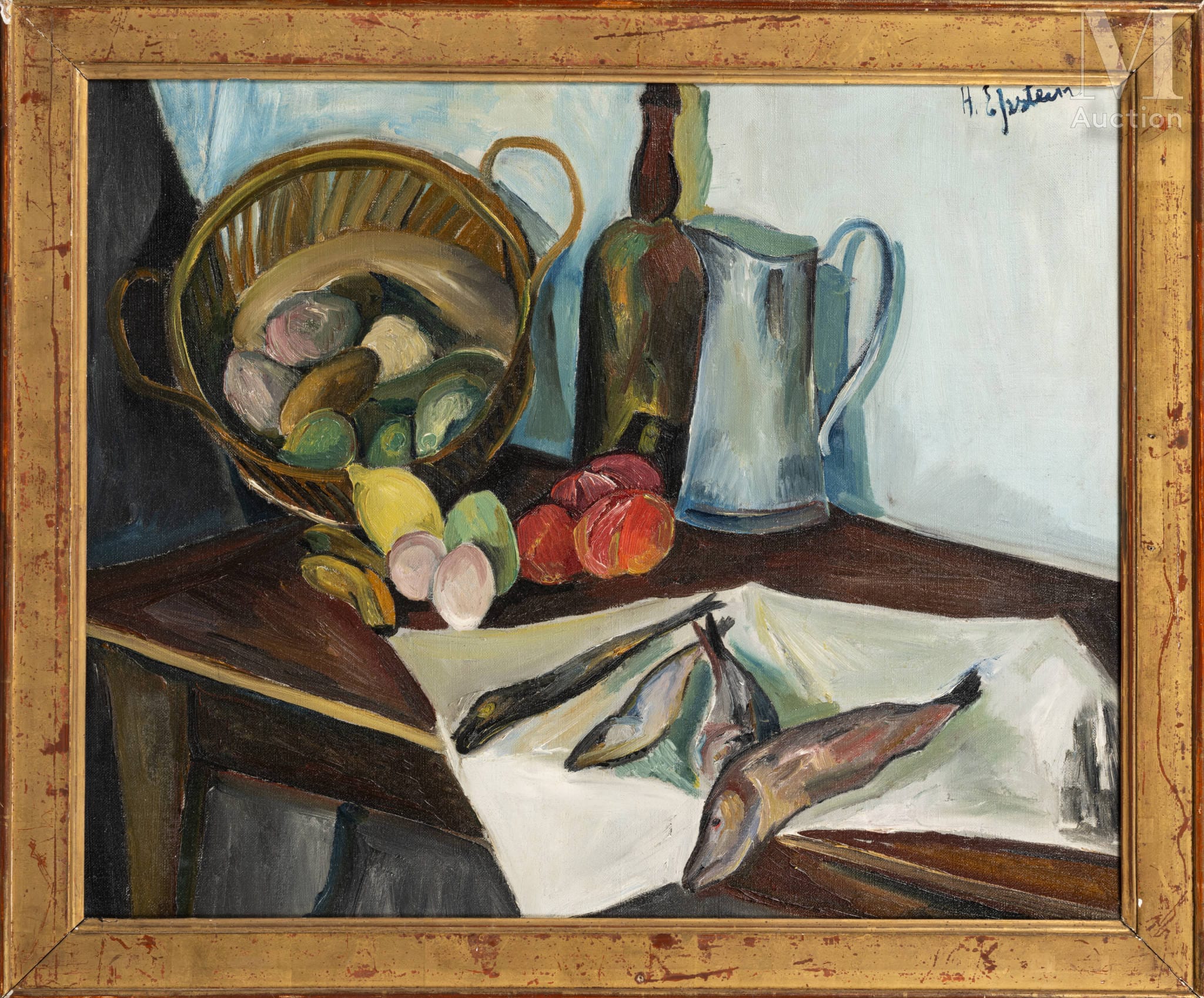 Henryk Epstein, Nature morte aux poissons w złoconej ramie