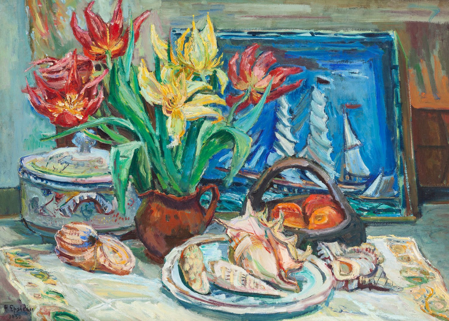 Henryk Epstein, Martwa natura z muszlami, olej na płótnie, 1930 (DESA Unicum)