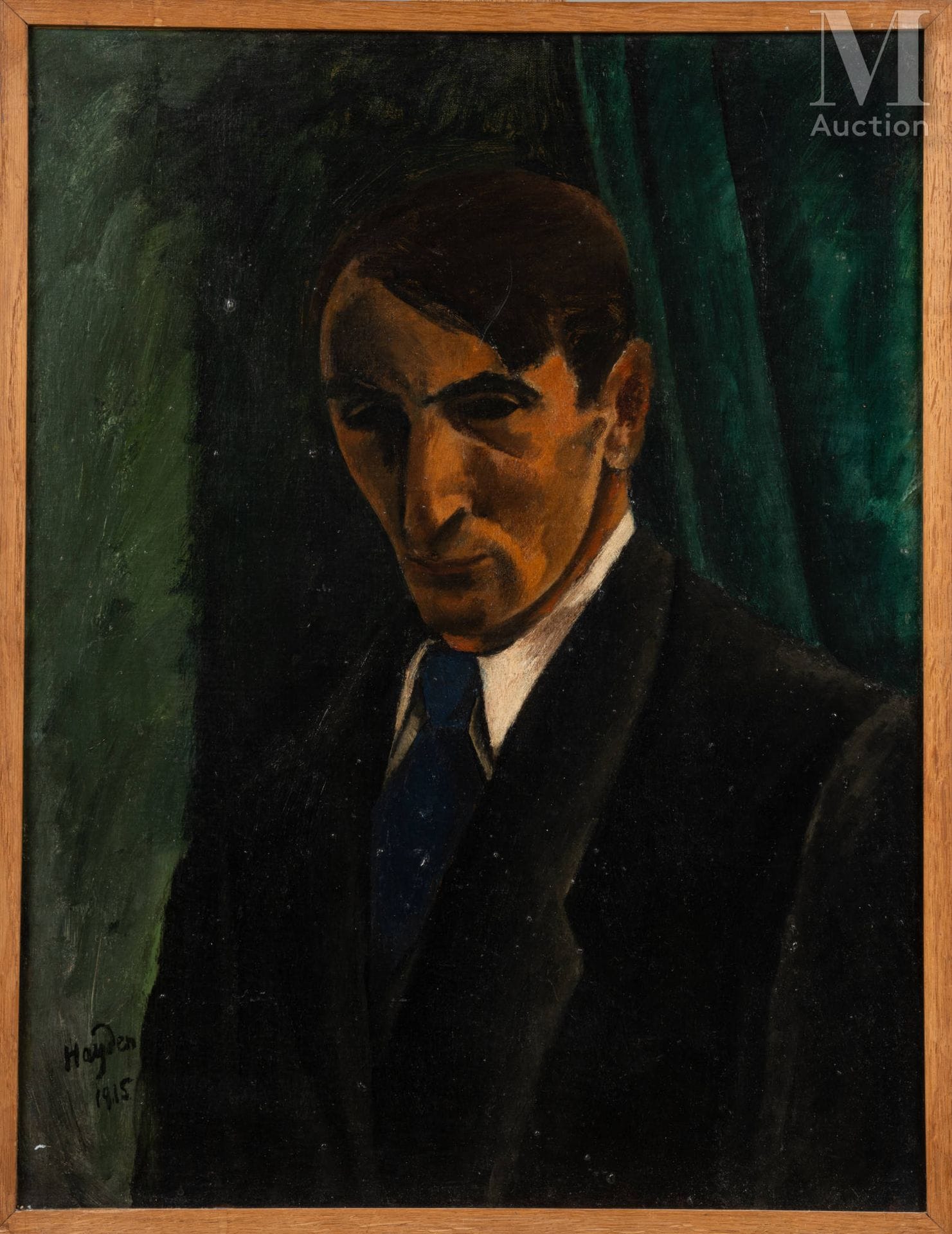 Henryk Hayden, Autoportret malarza z 1915 w jasnej drewnianej ramie