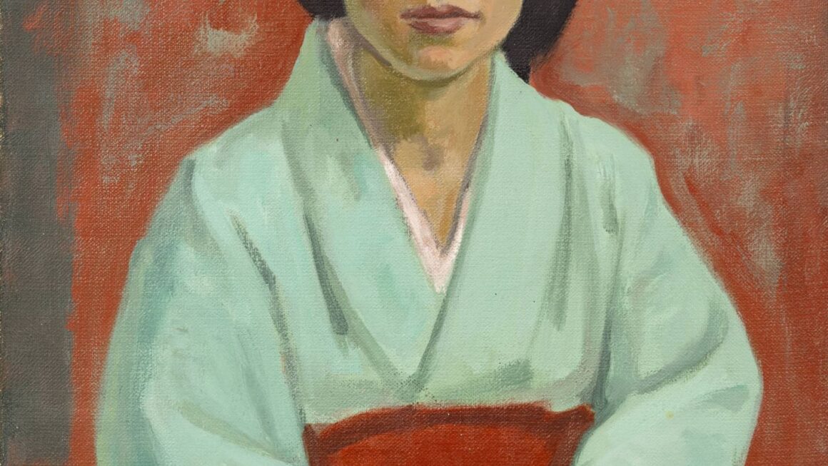 Jakub Markiel, Japonaise au Kimono (Japonka w kimonie), olej na płótnie