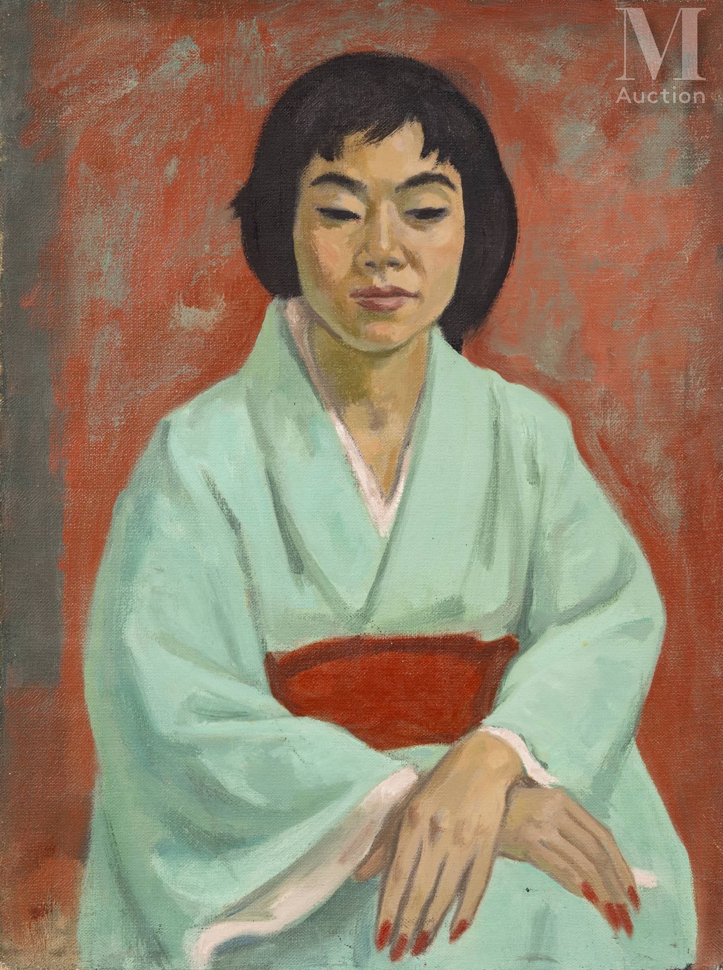 Jakub Markiel, Japonaise au Kimono (Japonka w kimonie), olej na płótnie