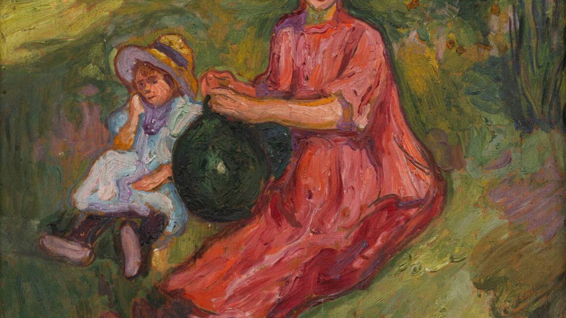 Jan Mirosław Peszke, Femme à la cruche, olej na desce, 46 × 38 cm