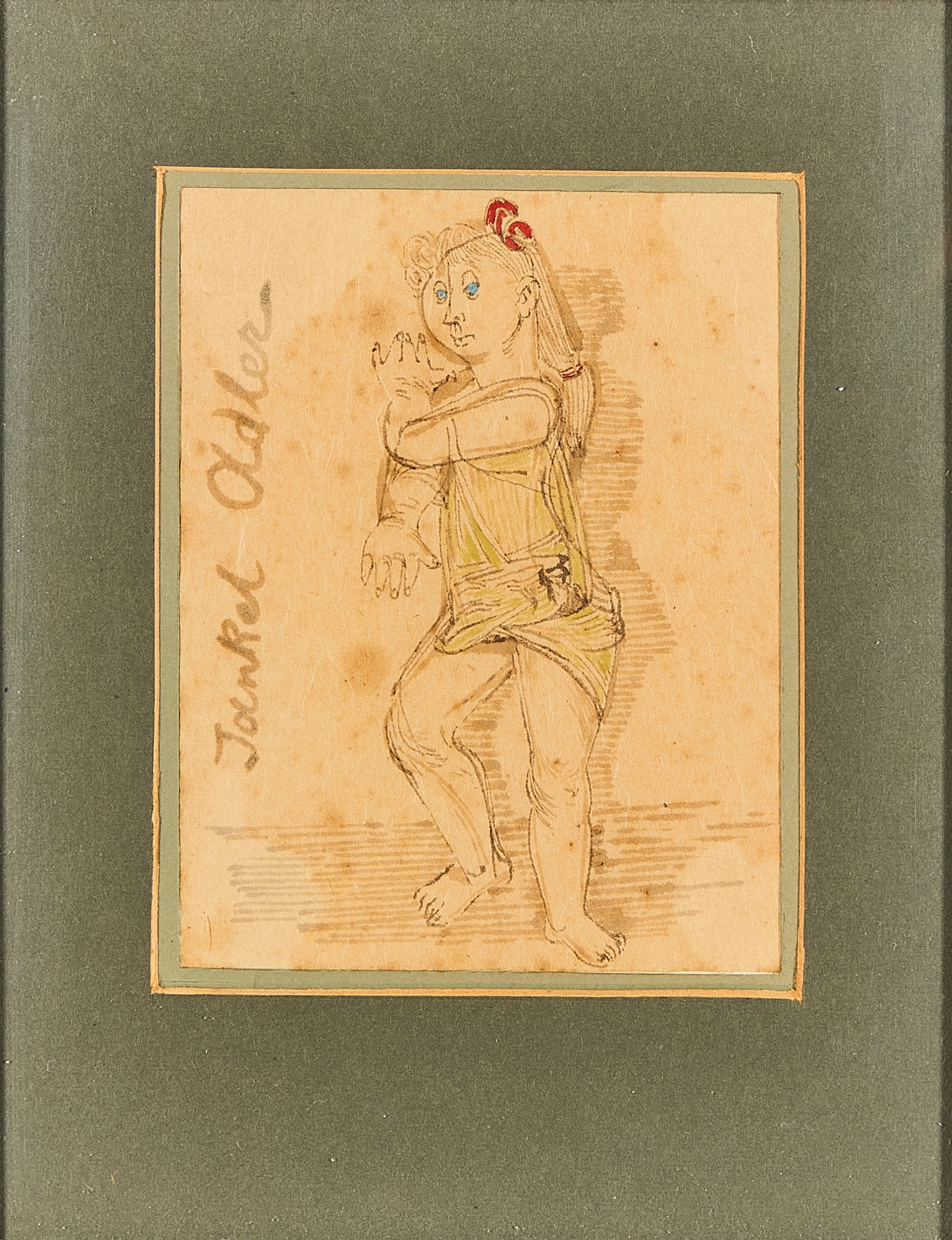 Jankel Adler, Girl, tusz i akwarela, 13,5 × 10 cm, sygnowana wzdłuż lewej krawędzi