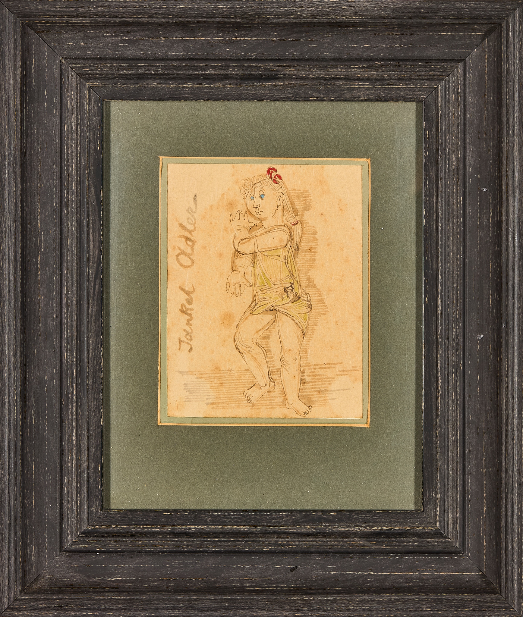 Jankel Adler, Girl, praca w ciemnej ramie z zielonym passe-partout
