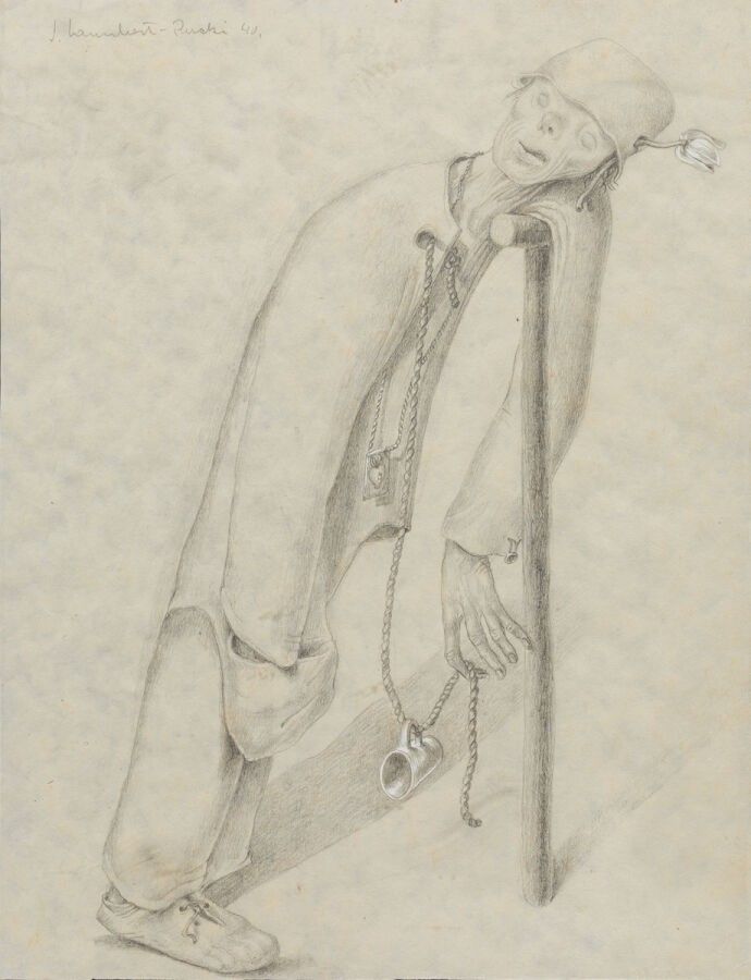 Jean Lambert-Rucki, Mendiant (Żebrak), ołówek i biel na papierze, 1940