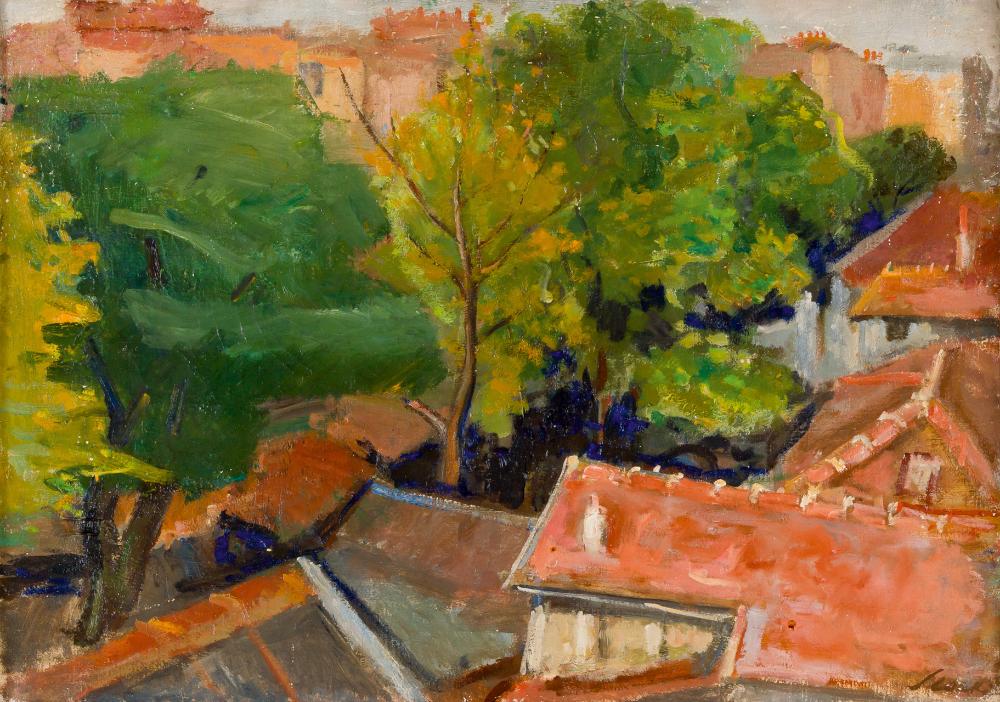 Marcel Słodki, View over the Rooftops (Widok na dachy), olej na płótnie