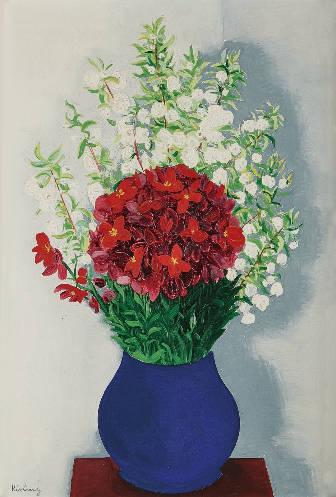 Mojżesz Kisling, Fleurs en vase bleu (Kwiaty w niebieskim wazonie), olej na płótnie, ok. 1938