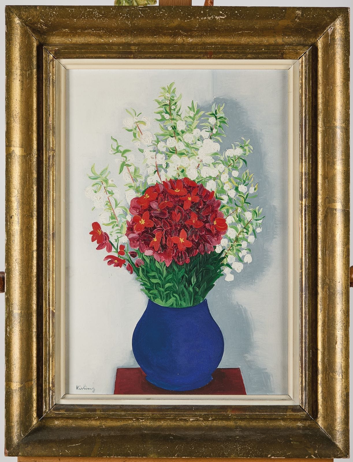 Mojżesz Kisling, Fleurs en vase bleu w złoconej ramie