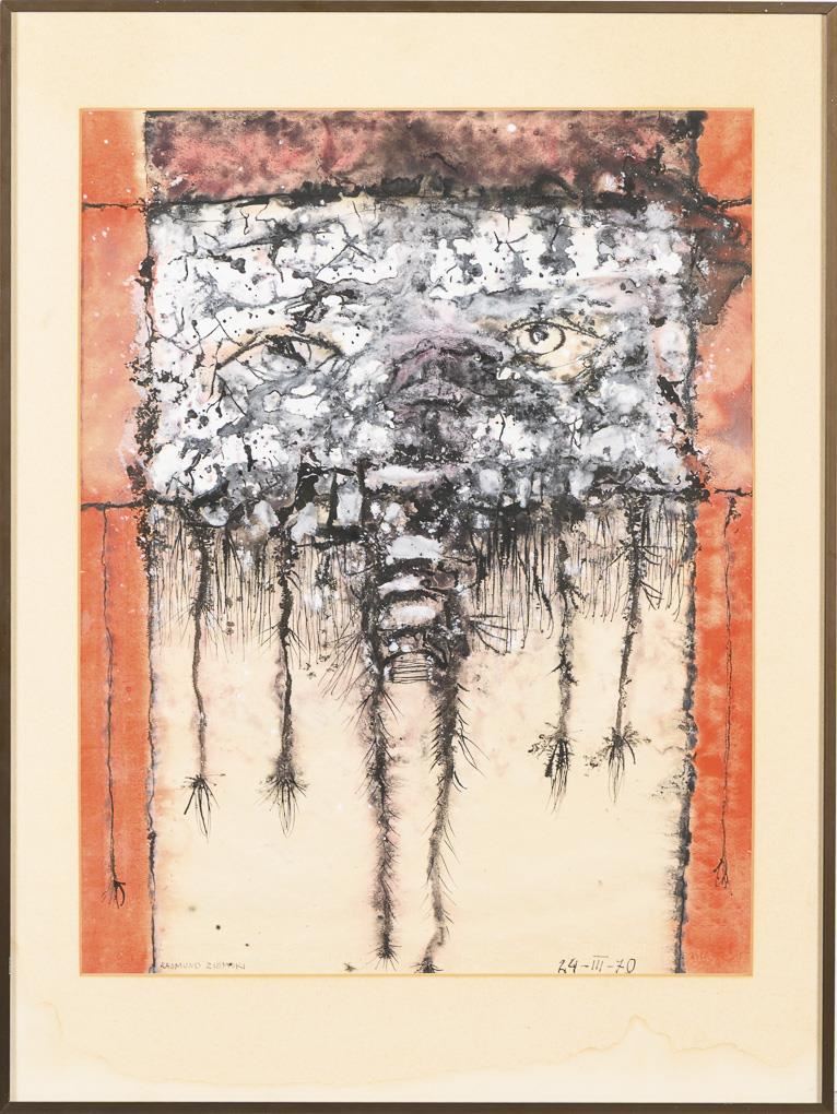 Rajmund Ziemski, Abstrakte Komposition, akwarela, 1970, 62 × 48,5 cm