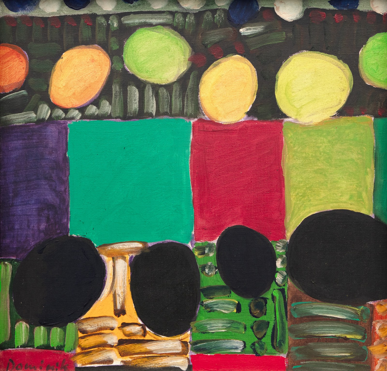 Tadeusz Dominik, Pola, akryl na płótnie, 1977, 65 × 73 cm